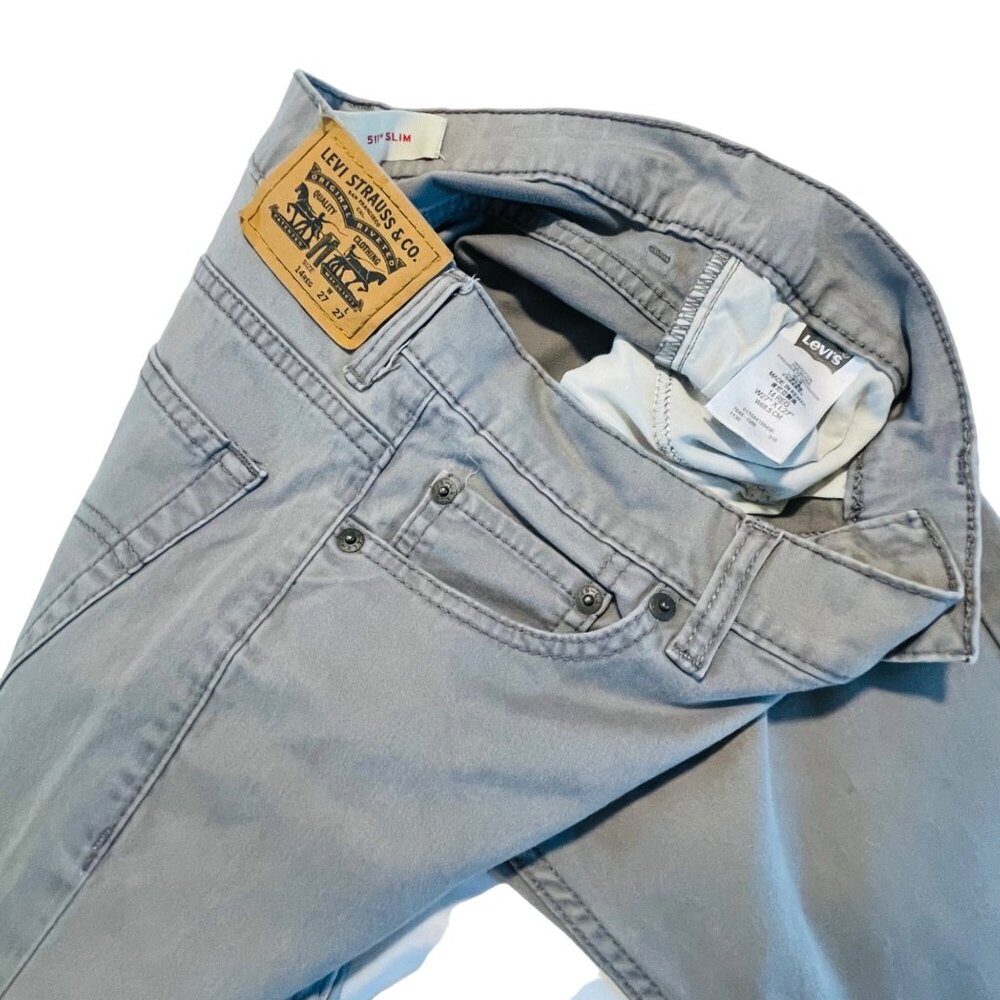 Levi's Boys Slim Fit Gray Jeans 14 Reg W27 L27 Comfort Stretch - Picture 4 of 12